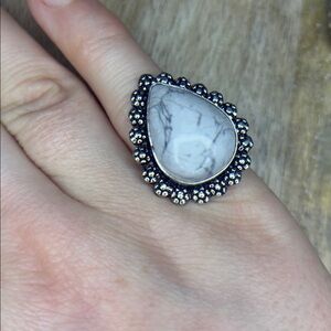 925 SP Tear Drop Shaped Howlite Ring